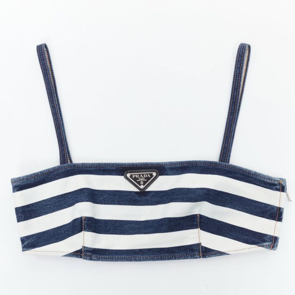 Prada Stripe Denim Bustier Bra